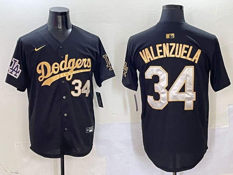 Men Los Angeles Dodgers 34 Valenzuela Black Game Nike 2025 MLB Jersey style 5046